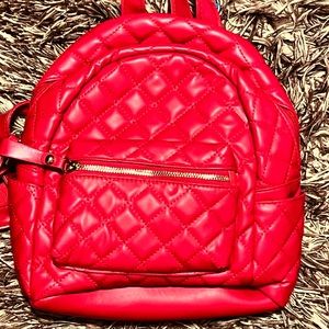 Red backpack purse